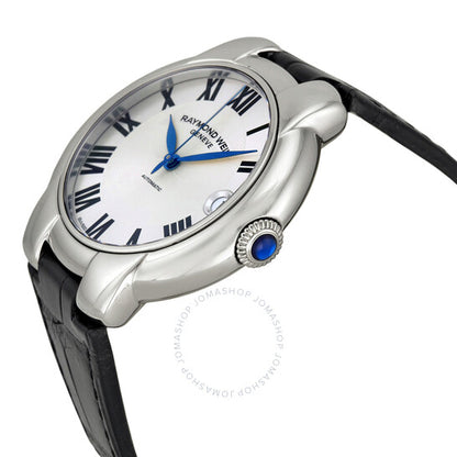 Raymond Weil, Jasmine Silver Dial Black Leather Ladies Watch