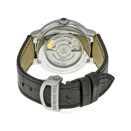 Raymond Weil, Jasmine Silver Dial Black Leather Ladies Watch