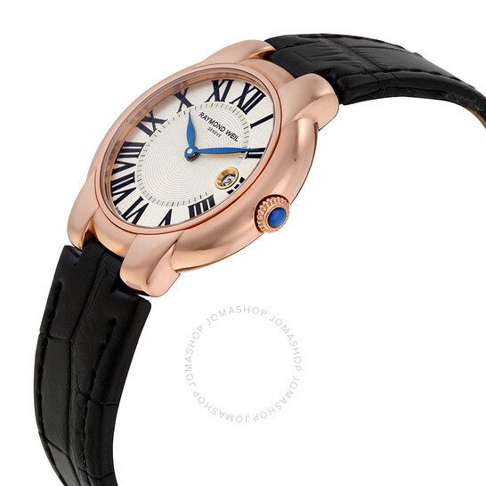 Raymond Weil, Jasmine Silver Dial Black Leather Ladies Watch