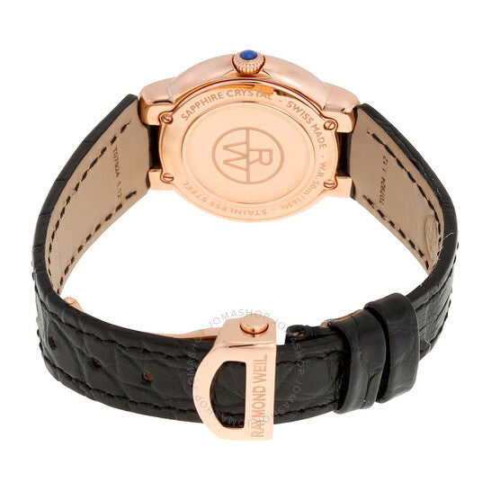 Raymond Weil, Jasmine Silver Dial Black Leather Ladies Watch