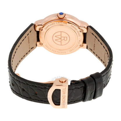 Raymond Weil, Jasmine Silver Dial Black Leather Ladies Watch