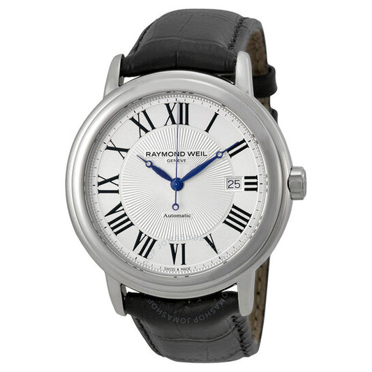 Raymond Weil, Maestro Automatic Silver Dial Black Leather Men's Watch