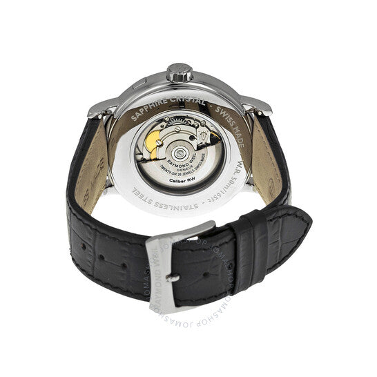 Raymond Weil, Maestro Automatic Silver Dial Black Leather Men's Watch