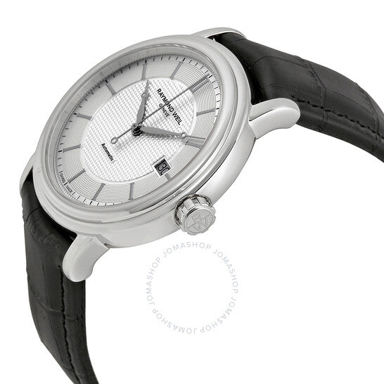 Raymond Weil, Maestro Automatic Silver Dial Black Leather Men's Watch