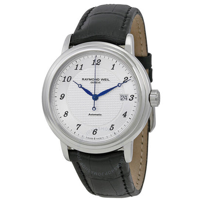 Raymond Weil, Maestro White Dial Black Leather Men's Watch
