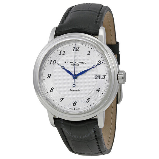 Raymond Weil, Maestro White Dial Black Leather Men's Watch