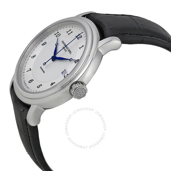 Raymond Weil, Maestro White Dial Black Leather Men's Watch