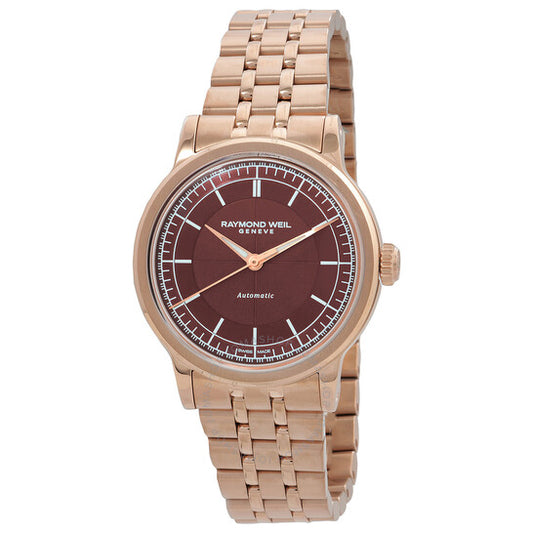 ساعة ريموند ويل ميليسيم أوتوماتيكية بمينا بورجوندي للسيدات