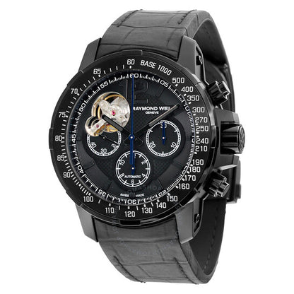 Raymond Weil, Nabucco Black Dial Black Leather Chronograph Men's Watch