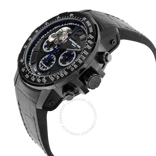 Raymond Weil, Nabucco Black Dial Black Leather Chronograph Men's Watch