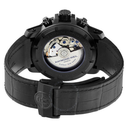 Raymond Weil, Nabucco Black Dial Black Leather Chronograph Men's Watch