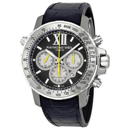 Raymond Weil, Nabucco Chronograph Black Dial Black Leather Men's Watch