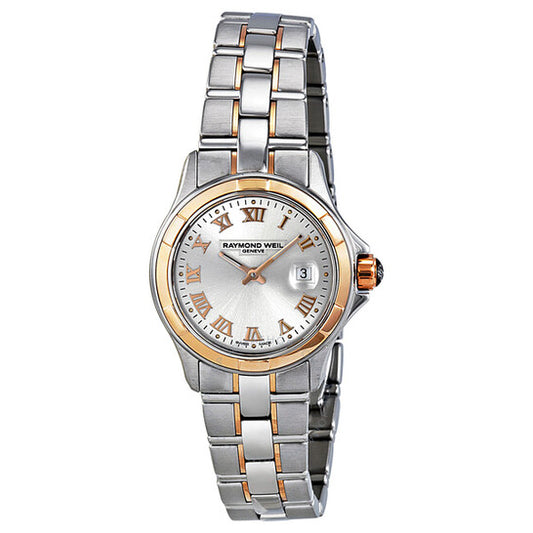 Raymond Weil, Parsifal Silver Dial Stainless Steel And 18kt Pink Gold Ladies Watch
