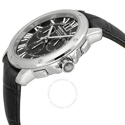 Raymond Weil, Tango Black Dial Chronograph Black Leather Men's Watch