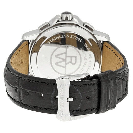 Raymond Weil, Tango Black Dial Chronograph Black Leather Men's Watch