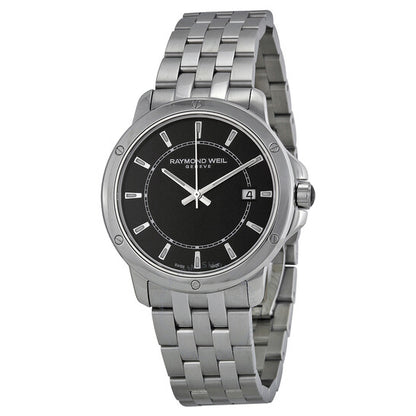 ساعة ريموند ويل تانجو للرجال بمينا أسود من الفولاذ المقاوم للصدأ