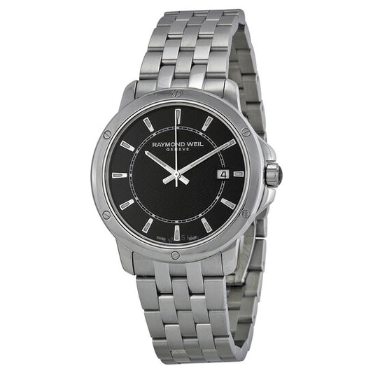 ساعة ريموند ويل تانجو للرجال بمينا أسود من الفولاذ المقاوم للصدأ