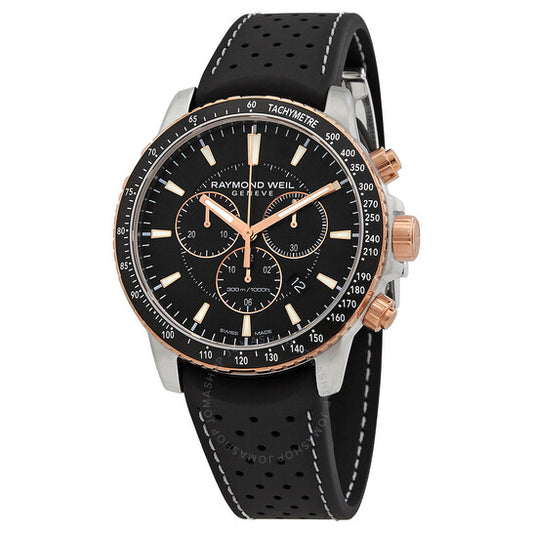 ساعة ريموند ويل تانجو كرونوغراف كوارتز بمينا سوداء للرجال 8570 -R51-20001