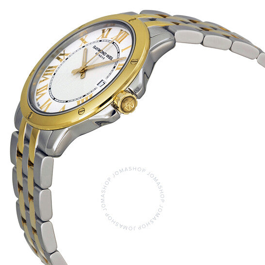 ساعة ريموند ويل تانجو للرجال، مينا بيضاء، لونان