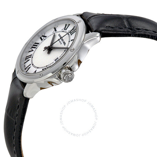 ساعة ريموند ويل تانجو للسيدات بمينا أبيض وجلد أسود