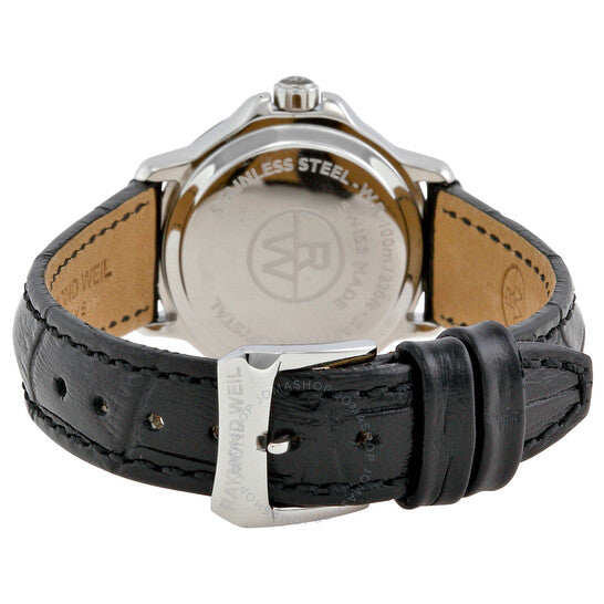 ساعة ريموند ويل تانجو للسيدات بمينا أبيض وجلد أسود