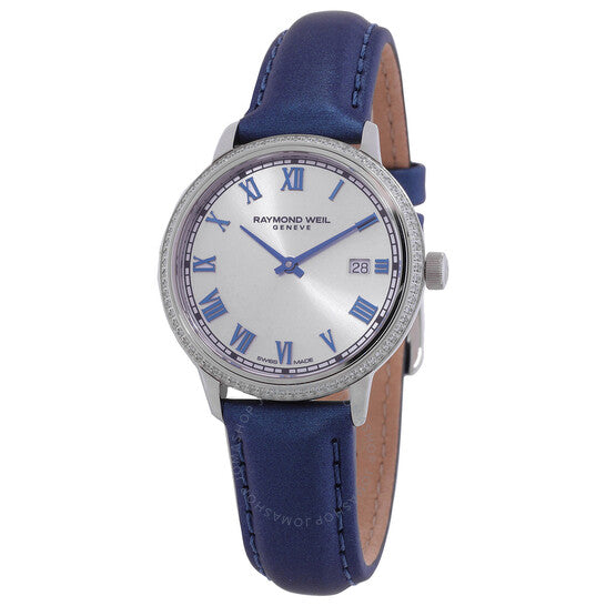 ساعة ريموند ويل توكاتا كوارتز نسائية بمينا فضية مرصعة بالألماس