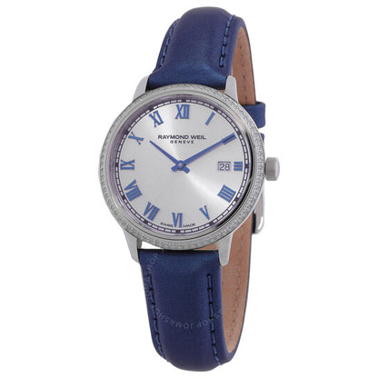 ساعة ريموند ويل توكاتا كوارتز نسائية بمينا فضية مرصعة بالألماس