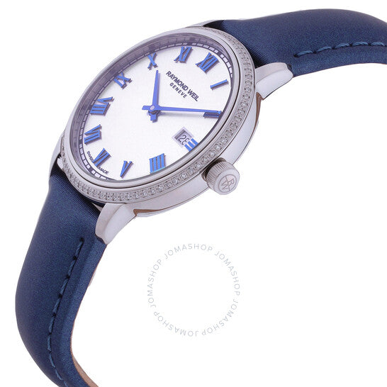 ساعة ريموند ويل توكاتا كوارتز نسائية بمينا فضية مرصعة بالألماس