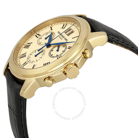 Raymond Weil, Tradition Beige Dial Black Leather Men's Watch