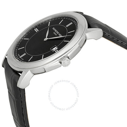 Raymond Weil, Tradition Black Dial Black Leather Men's Watch