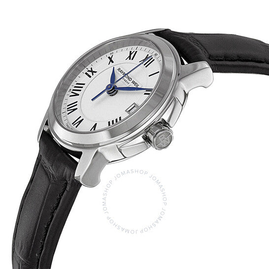 ساعة ريموند ويل تراديشن، مينا بيضاء، جلد أسود، نسائية