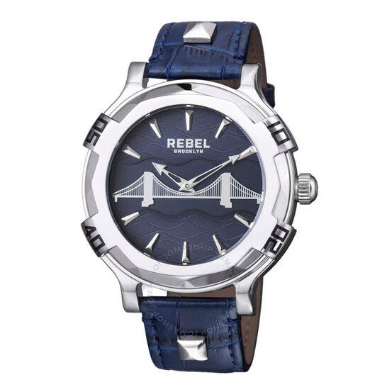 Rebel, Brooklyn Bridge Blue Dial Blue Leather Men's Watch