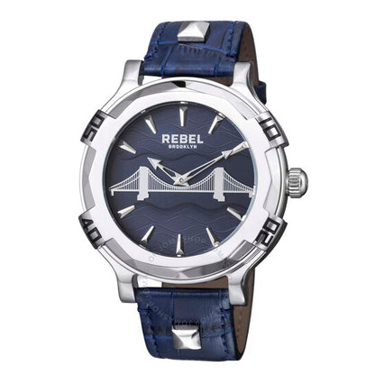 Rebel, Brooklyn Bridge Blue Dial Blue Leather Men's Watch