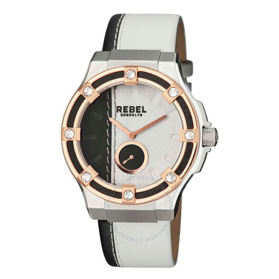 ساعة ريبيل فلاتبوش للسيدات بمينا باللونين الأبيض والأسود