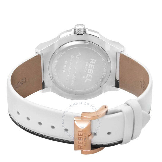 ساعة ريبيل فلاتبوش للسيدات بمينا باللونين الأبيض والأسود