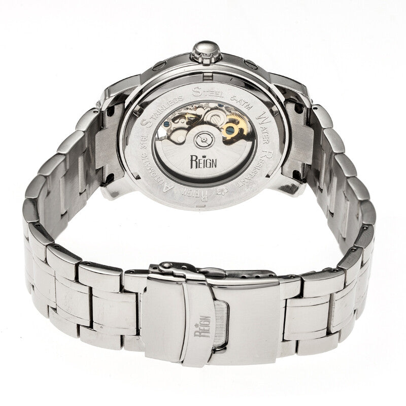 Kahn Black Skeleton Roman Numeral Silver-tone Bracelet Men's Watch