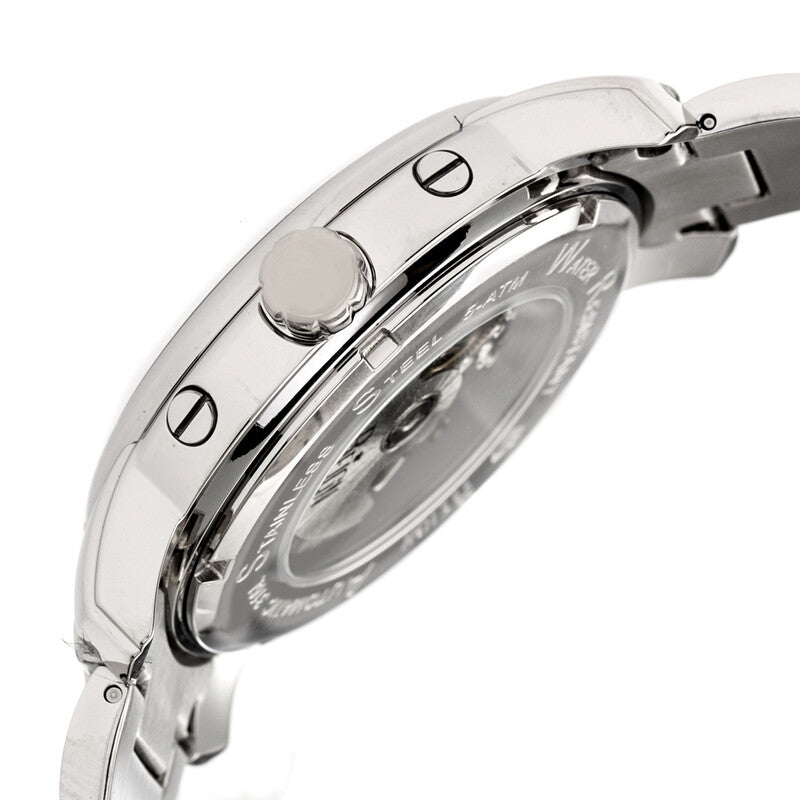 Kahn Black Skeleton Roman Numeral Silver-tone Bracelet Men's Watch
