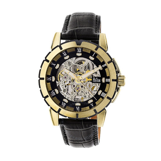 ساعة Reign, Philippe أوتوماتيكية للرجال بمينا أسود