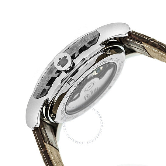 Reign, Stavros Black Skeleton Dial Brown Leather Men's Watch