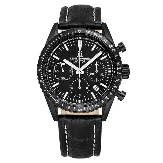Revue Thommen, Aviator Chronograph Automatic Black Dial Men's Watch