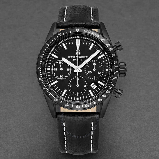 Revue Thommen, Aviator Chronograph Automatic Black Dial Men's Watch