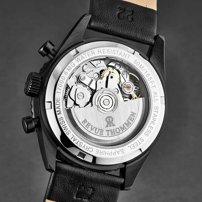 Revue Thommen, Aviator Chronograph Automatic Black Dial Men's Watch