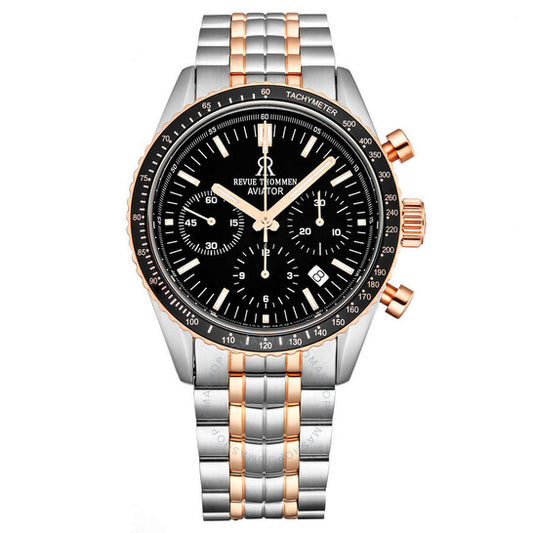Revue Thommen, Aviator Chronograph Automatic Black Dial Men's Watch