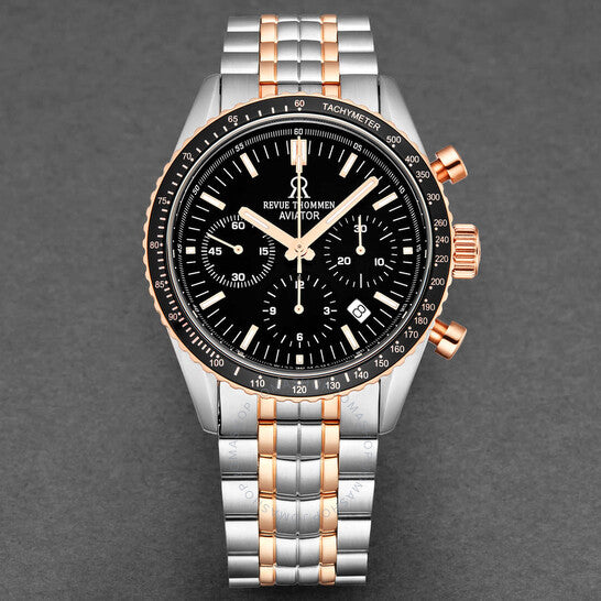 Revue Thommen, Aviator Chronograph Automatic Black Dial Men's Watch