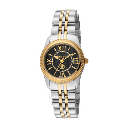 ساعة روبرتو كافالي النسائية الأنيقة ذات الميناء الأسود، كوارتز