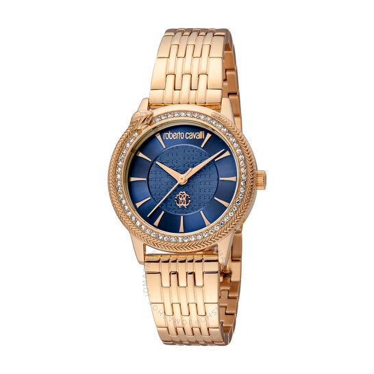 ساعة روبرتو كافالي النسائية الأنيقة ذات الميناء الأزرق، كوارتز