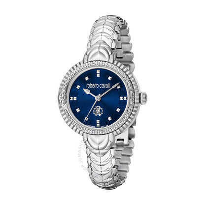 ساعة روبرتو كافالي النسائية الأنيقة ذات الميناء الأزرق، كوارتز