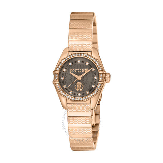 ساعة روبرتو كافالي النسائية الأنيقة، كوارتز، مينا رمادي