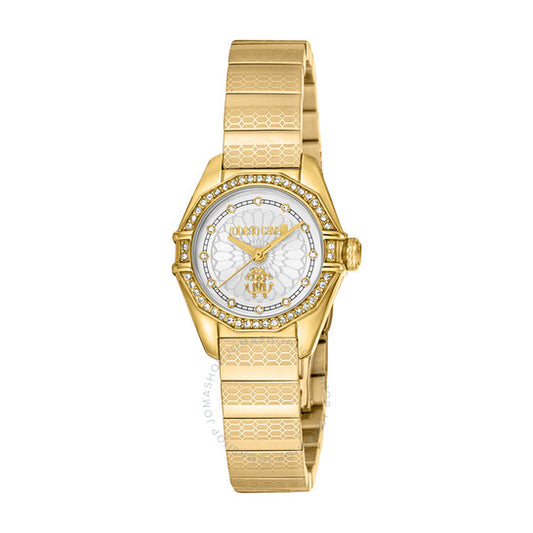 ساعة روبرتو كافالي النسائية الأنيقة ذات الميناء الفضي، كوارتز