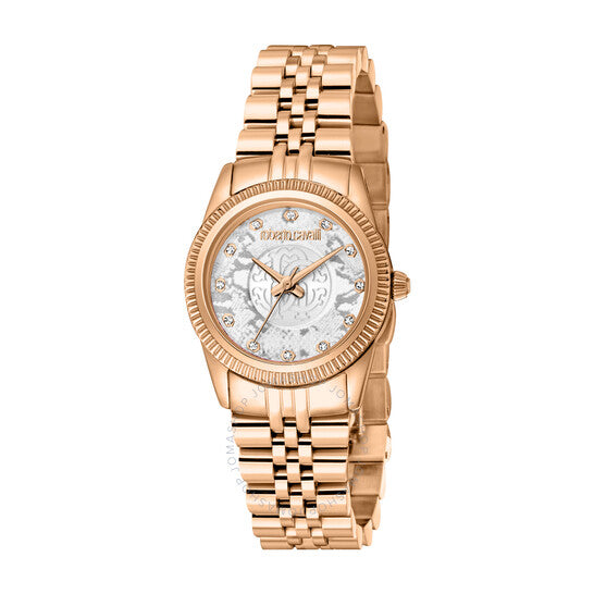 ساعة روبرتو كافالي النسائية الأنيقة ذات الميناء الفضي، كوارتز